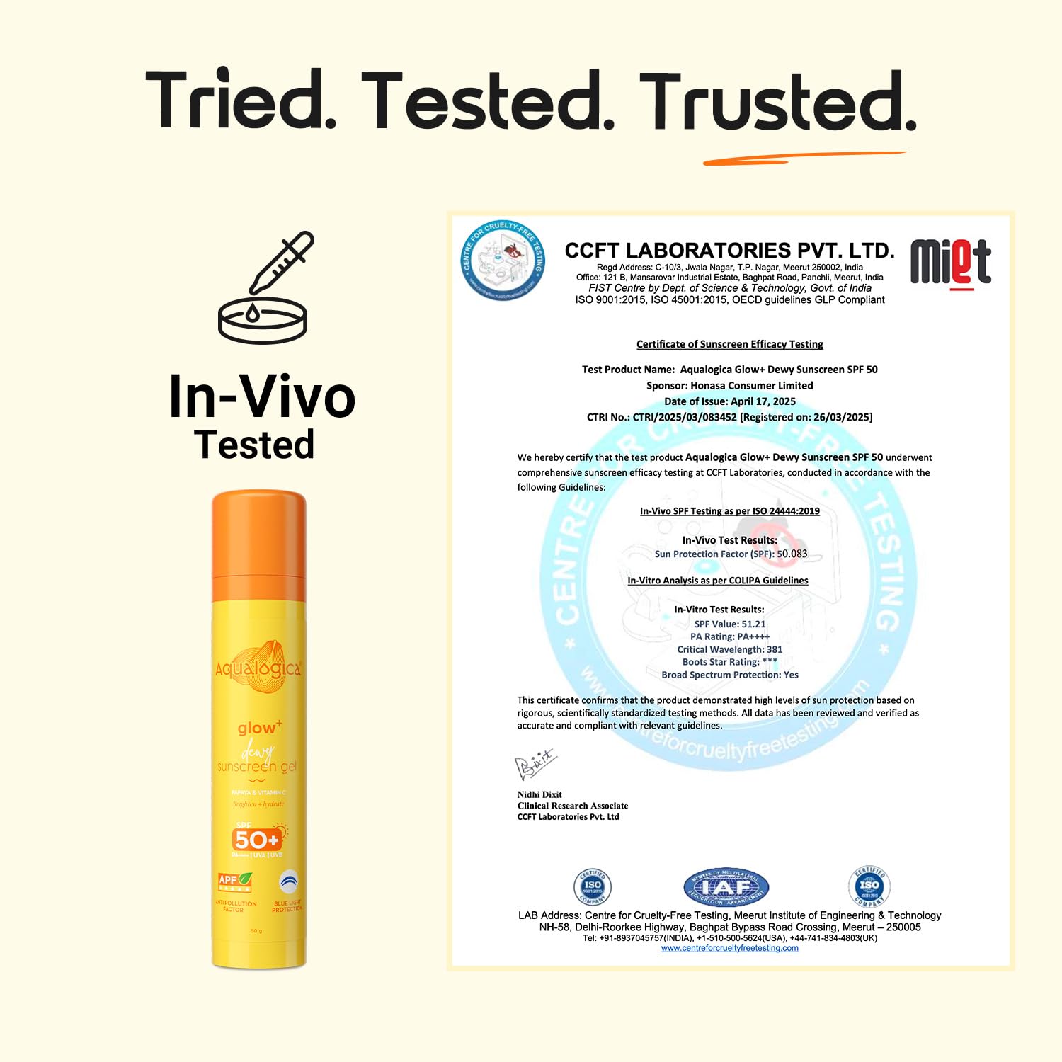 Aqualogica Glow+ Dewy Lightweigh Sunscreen Gel SPF 50+ PA++++ with Papaya & Vitamin C [50g]