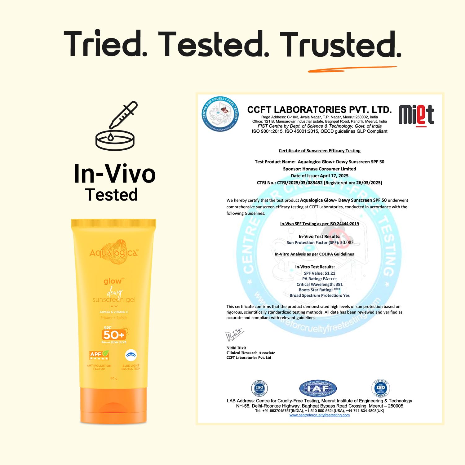 Aqualogica Glow+ Dewy Lightweigh Sunscreen Gel SPF 50+ PA++++ with Papaya & Vitamin C [80g]