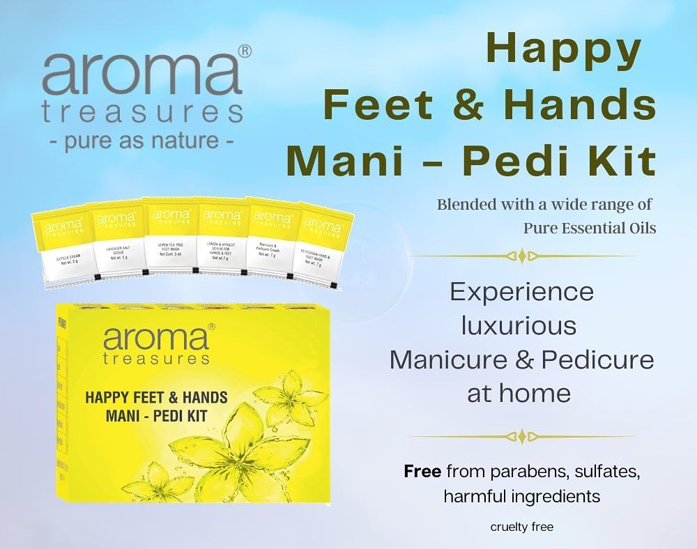 Aroma Treasures Happy Hands and Feet Mani Pedi Single Time Use Kit [28 g + 5 ml]