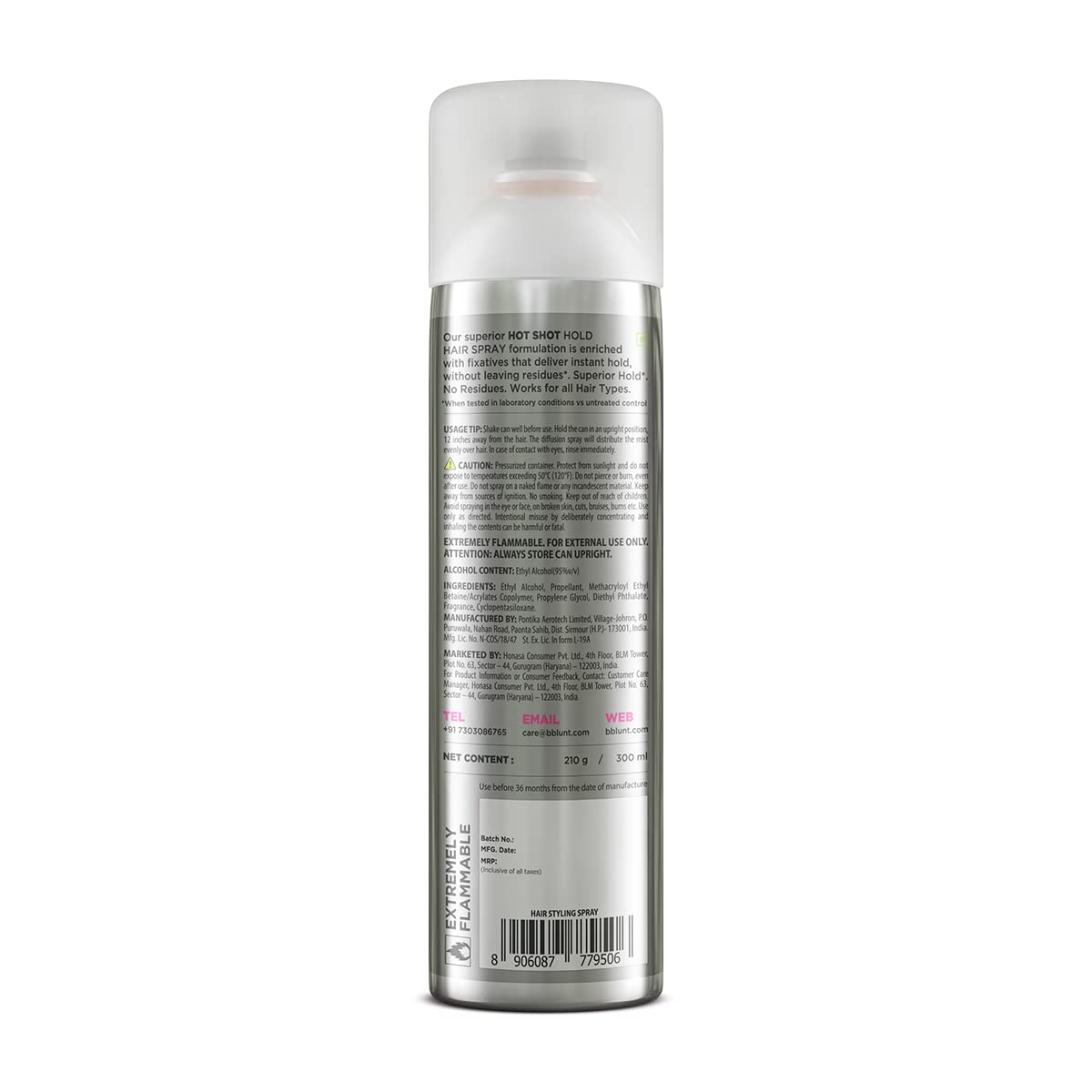 BBLUNT Hotshot Hold Spray Delivers Instant & Firm Hold [300 ml]