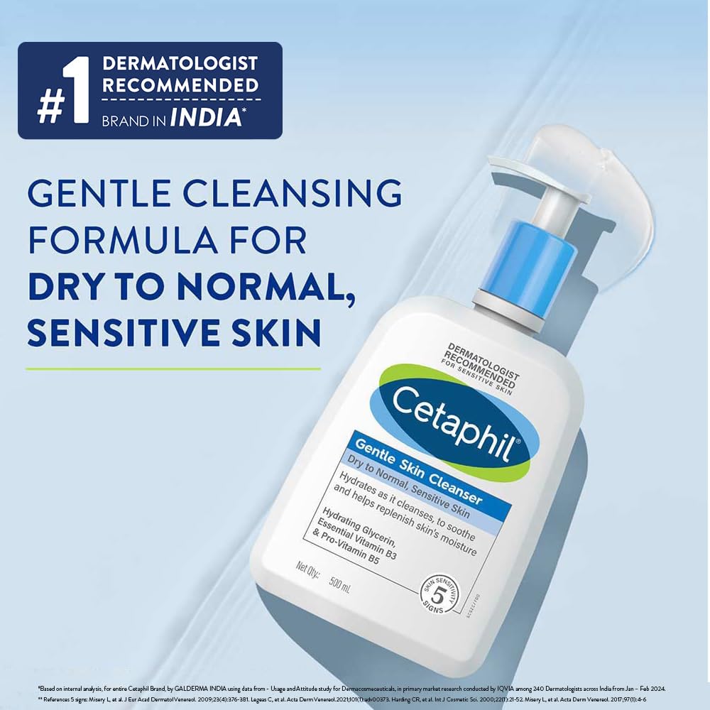 Cetaphil Gentle Skin Cleanser Dry to Normal Skin with Niacinamide Dermatologist Recommended [500 ml]