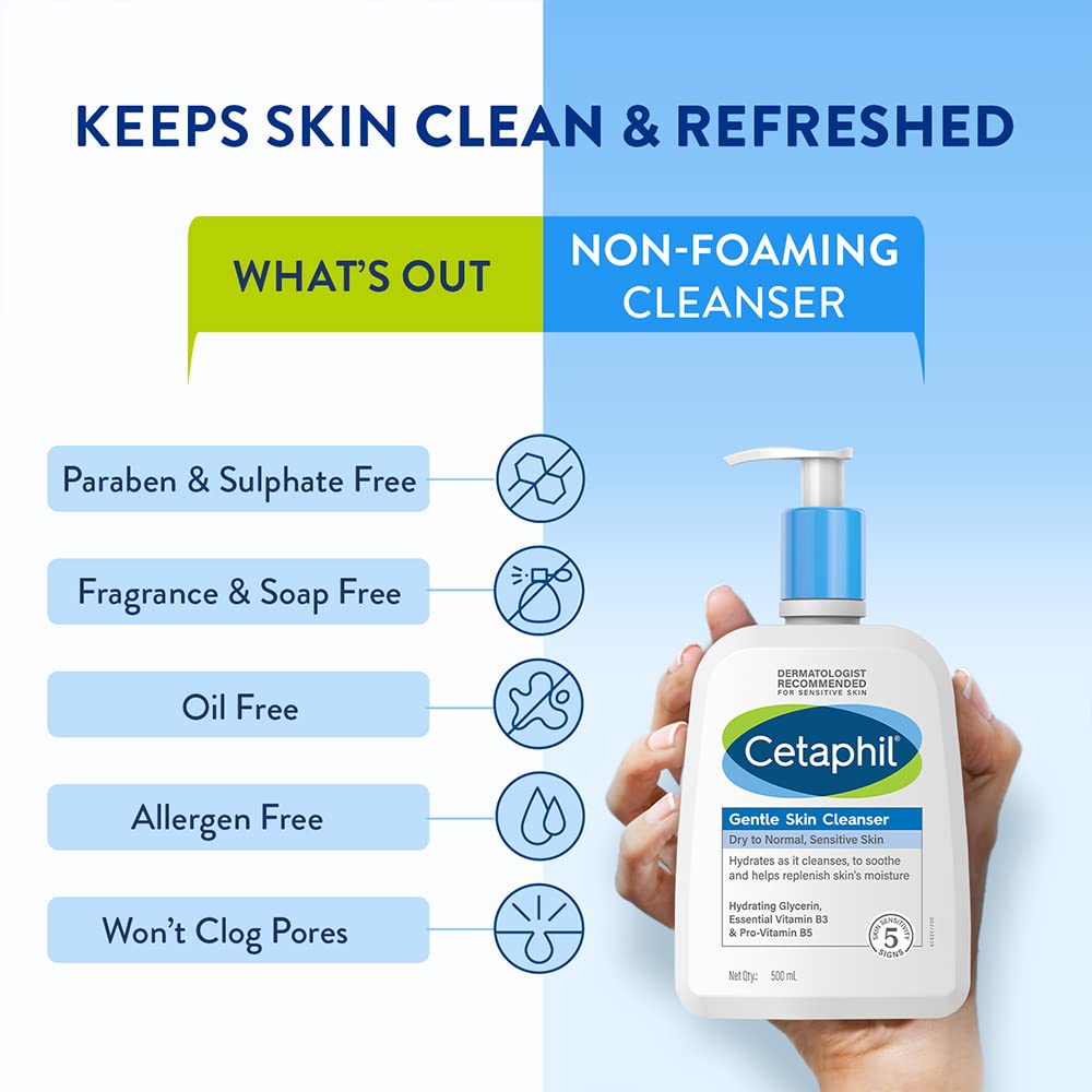 Cetaphil Gentle Skin Cleanser Dry to Normal Skin with Niacinamide Dermatologist Recommended [500 ml]