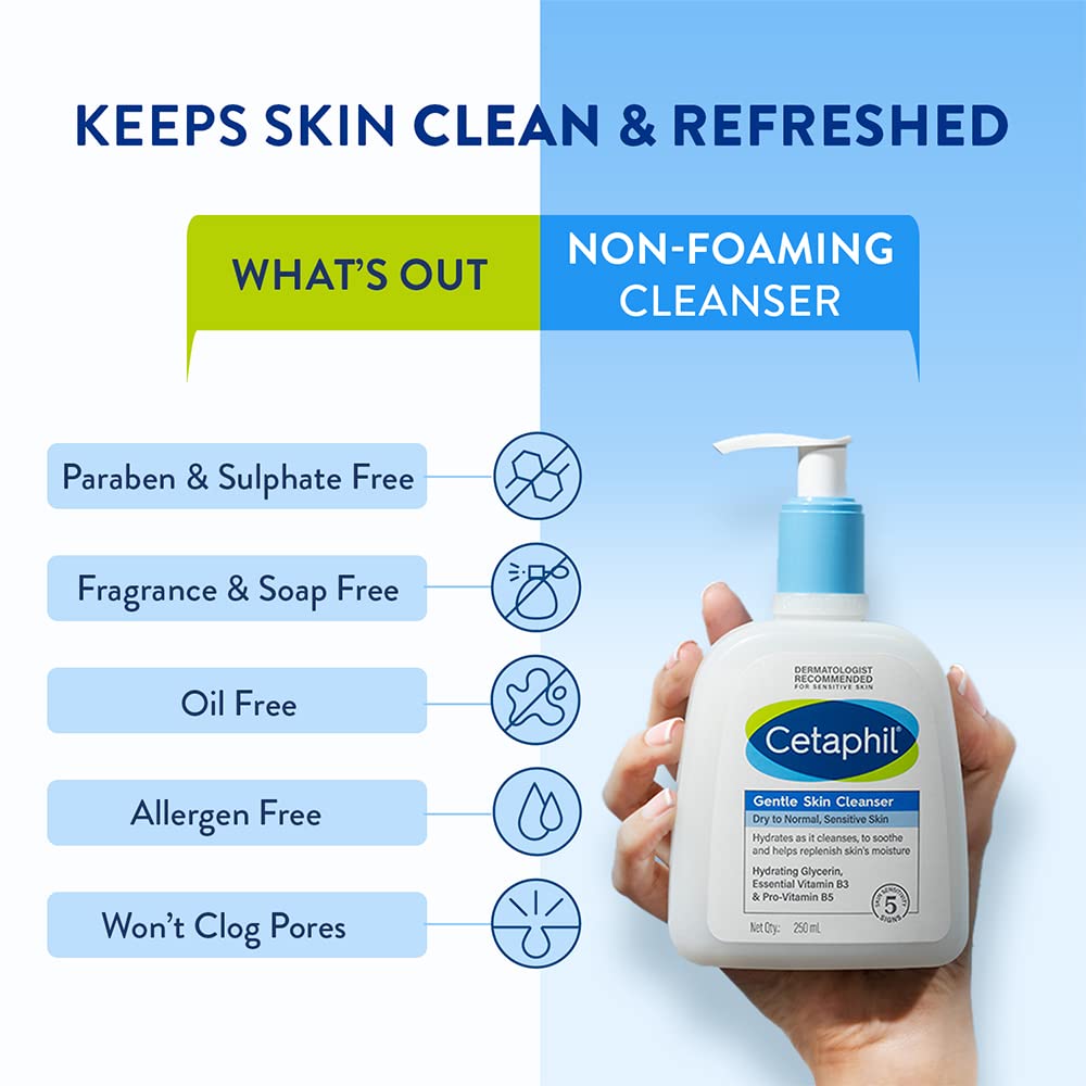 Cetaphil Gentle Skin Cleanser Dry to Normal Skin with Niacinamide Dermatologist Recommended [250 ml]