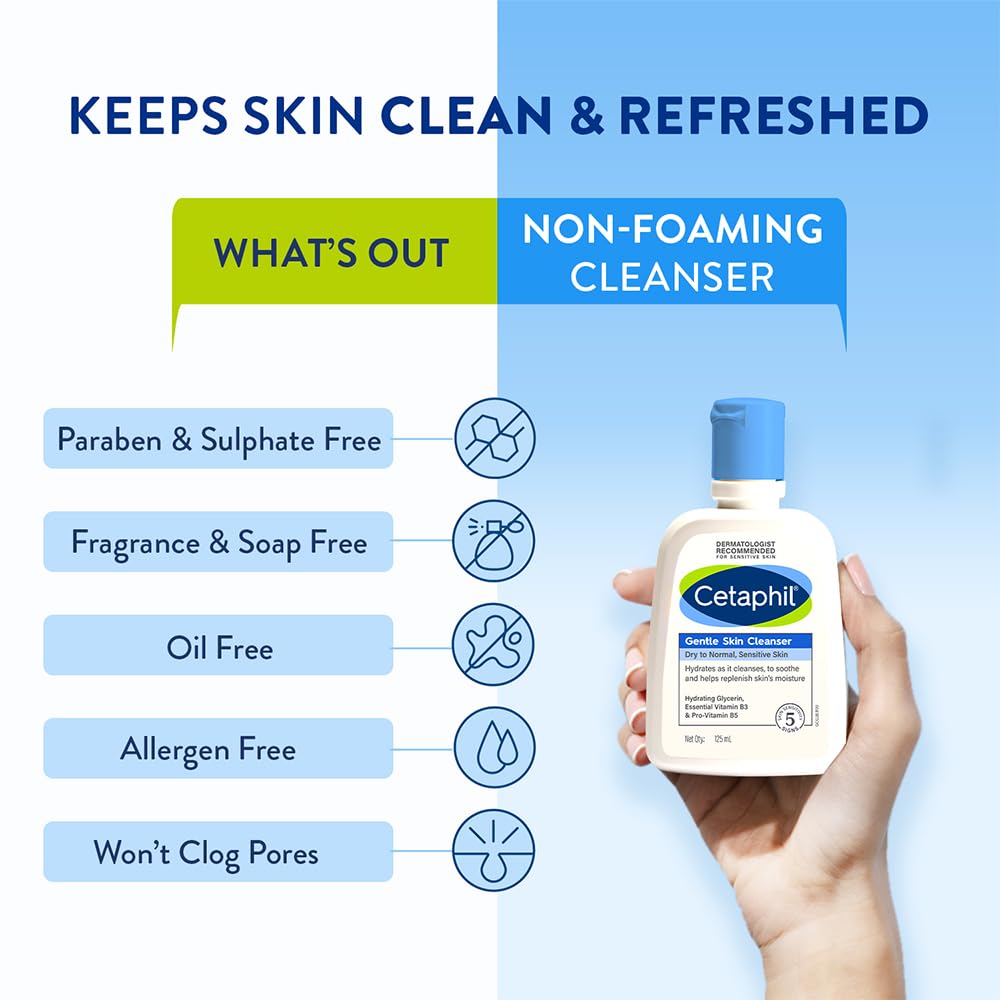Cetaphil Gentle Skin Cleanser Dry to Normal Skin with Niacinamide Dermatologist Recommended [125 ml]