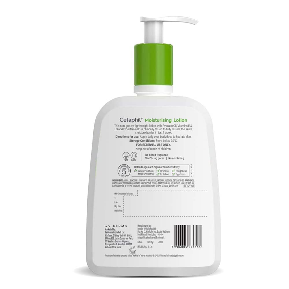 Cetaphil Moisturising Lotion For Dry To Normal Sensitive Skin - Dermatologist Recommended [500 ml]