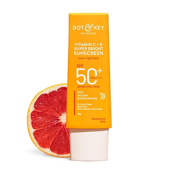 Dot & Key Vitamin C + E Face Sunscreen SPF 50 PA+++ For Glowing Skin, 100% No White Cast