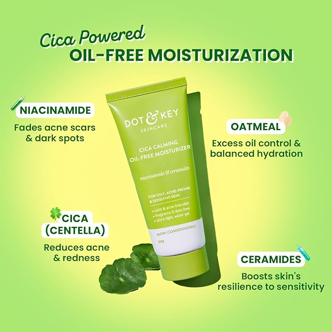 Dot & Key Cica Niacinamide & Ceramides Oil-Free Face Moisturizer For Acne Prone & Oily Skin [50g]