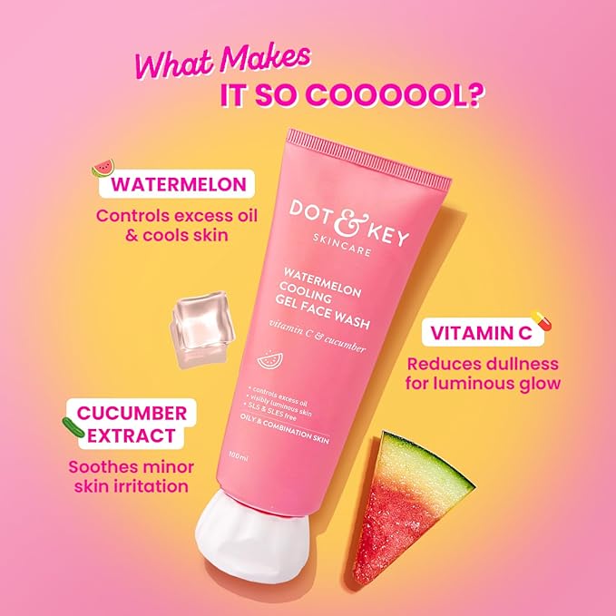 Dot & Key Watermelon Cooling Gel Face Wash With Vitamin C & Cucumber [100 ml]
