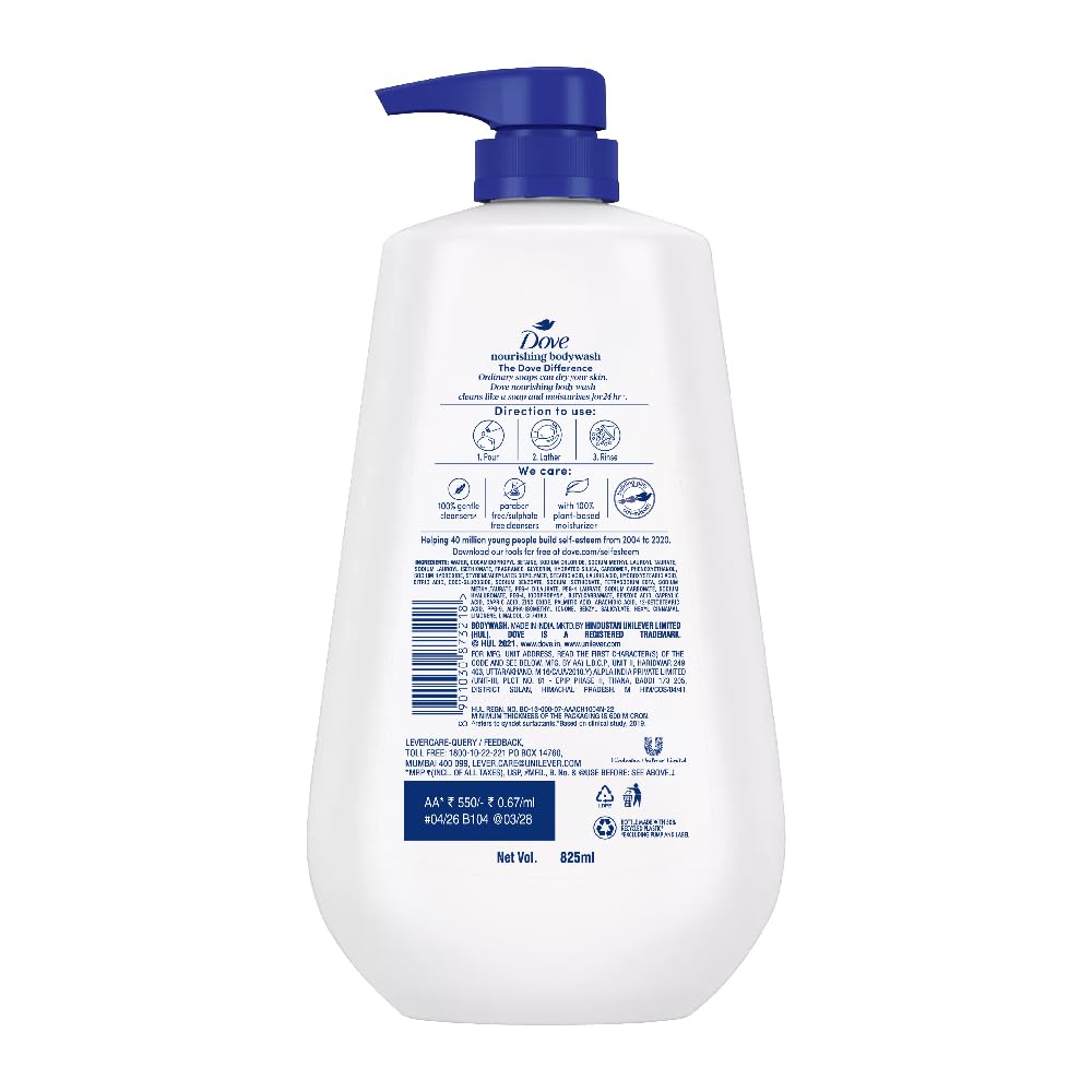 Dove 24 Hr Hydrated Skin Nourishing Body Wash For Soft Smooth Skin [825 ml]