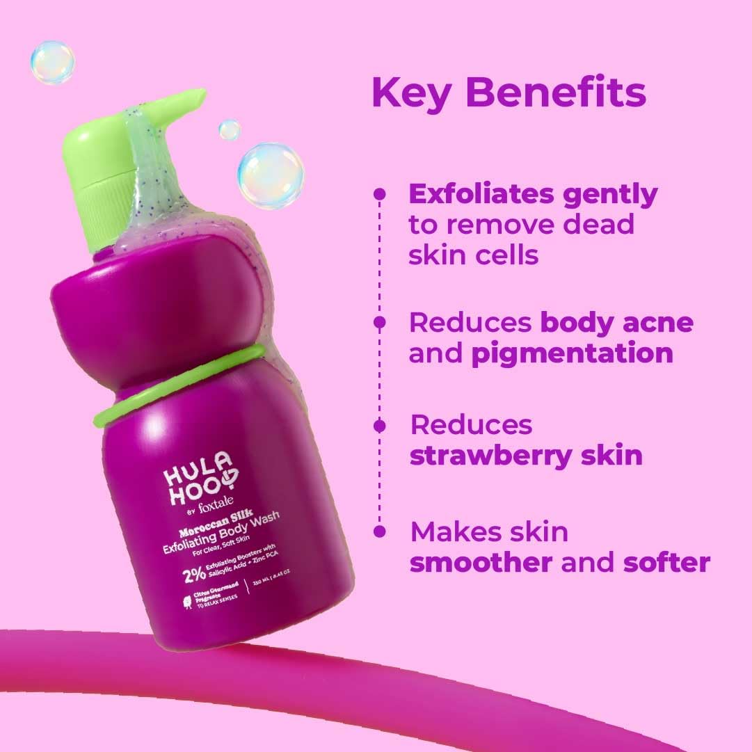 Foxtale Exfoliating Body Wash 2% Salicylic Acid & Zinc PCA, Reduces Body Acne & Smoothens Skin [250 ml]
