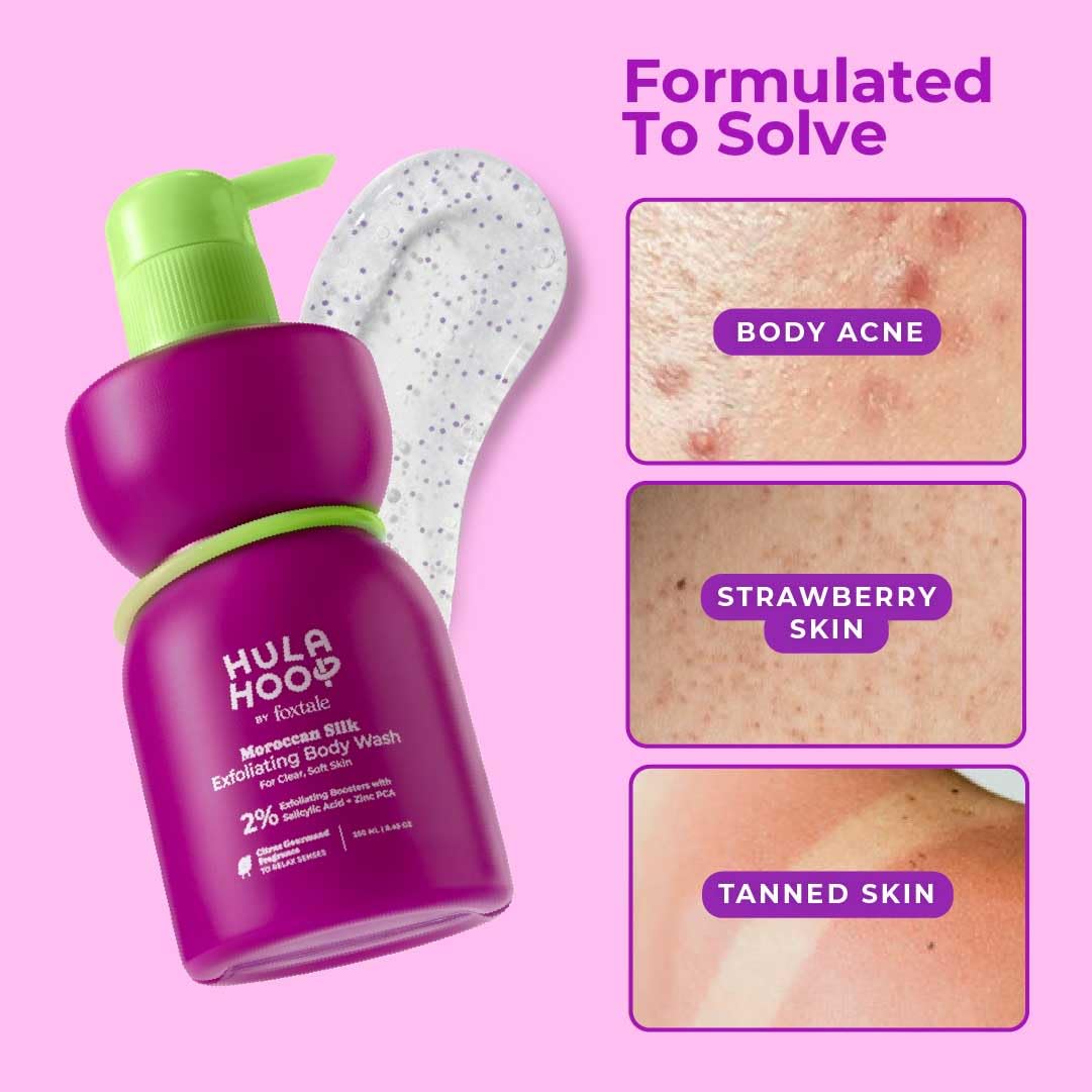 Foxtale Exfoliating Body Wash 2% Salicylic Acid & Zinc PCA, Reduces Body Acne & Smoothens Skin [250 ml]