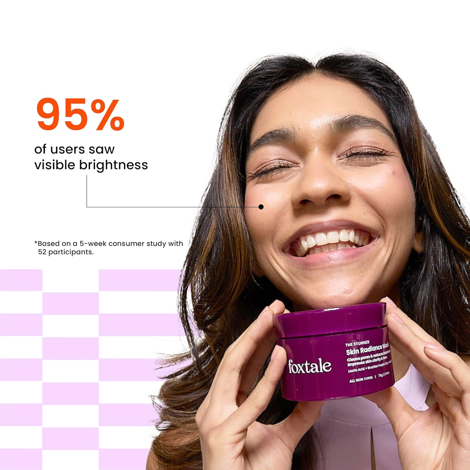 Foxtale De-Tan Skin Radiance Mask, With Lactic Acid, Brazilian Purple Clay & Kaolin Clay [75 g]