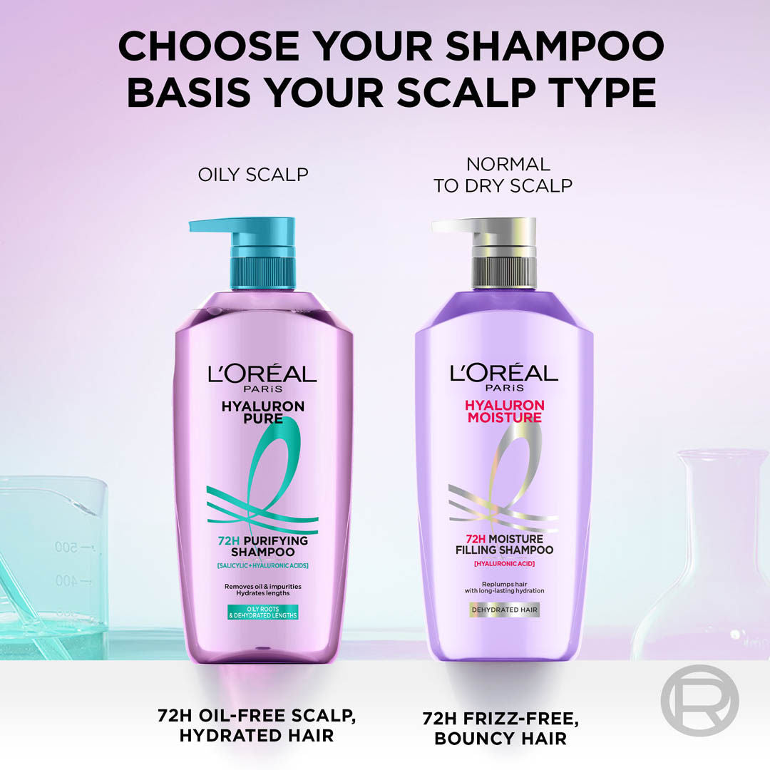 LOreal Paris Hyaluron Moisture Anti-frizz Shampoo With Hyaluronic Acid For 72 HR Dehydrated Hair [1000 ml]