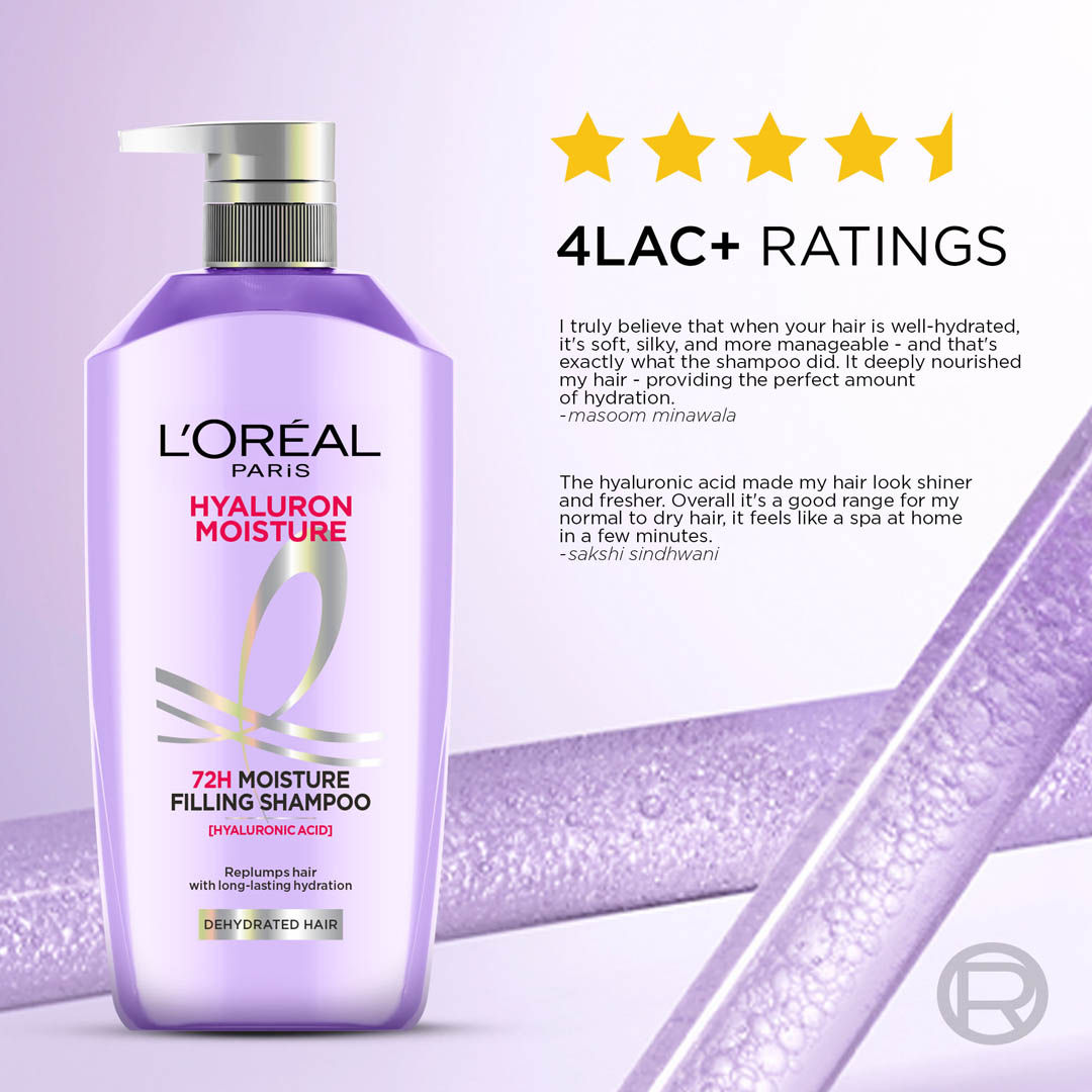 LOreal Paris Hyaluron Moisture Anti-frizz Shampoo With Hyaluronic Acid For 72 HR Dehydrated Hair [1000 ml]