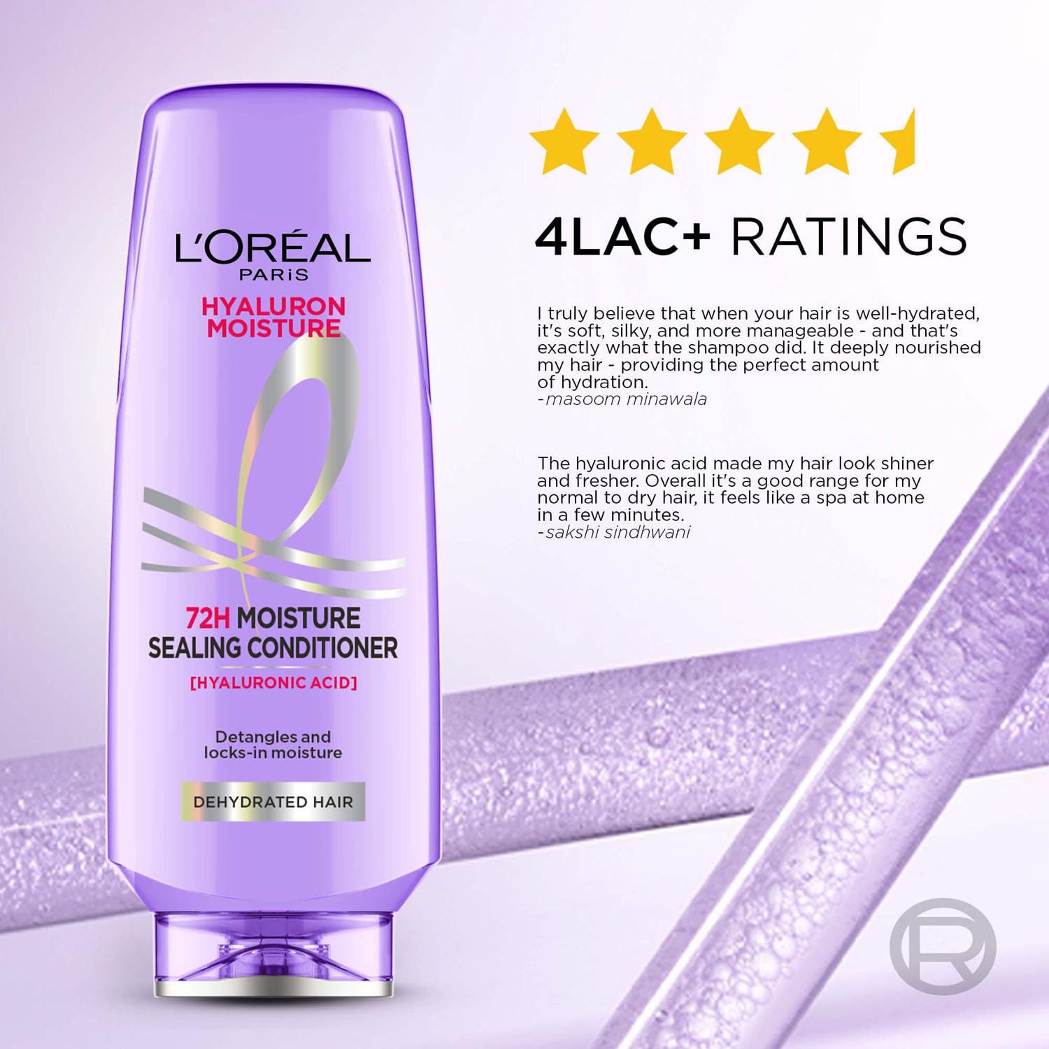 L'Oreal Paris Hyaluron Moisture Anti-frizz Conditioner With Hyaluronic Acid for 72 HR Hydrated Hair [340 ml]