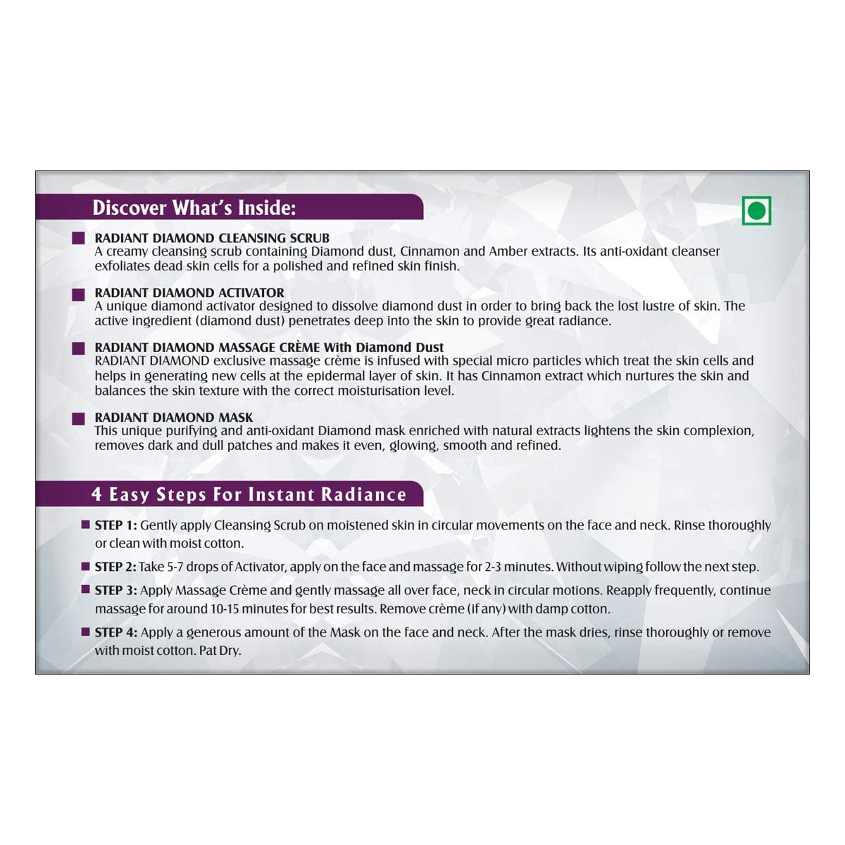 Lotus Herbals Radiant Diamond Cellular Radiance Facial Kit [37 g]