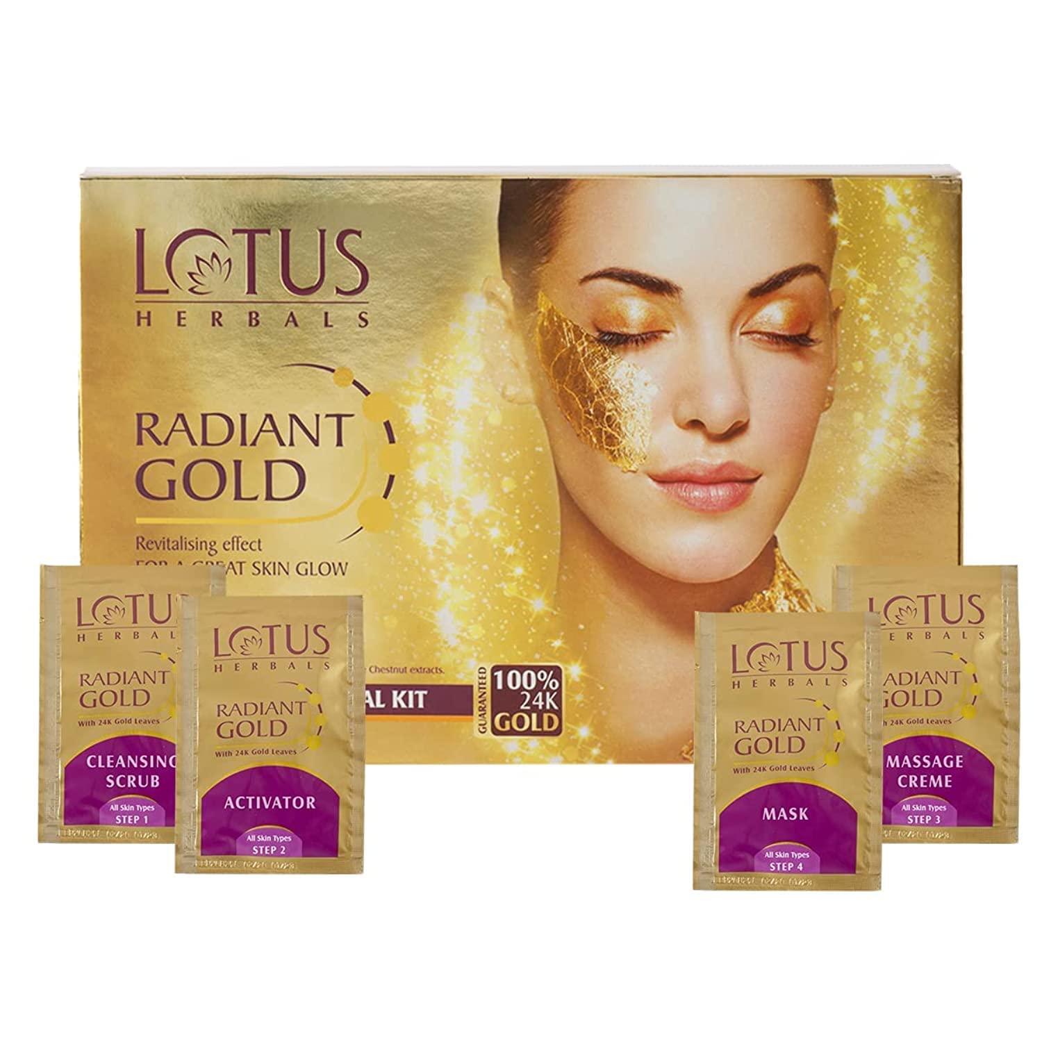 Lotus Herbals Radiant Gold Cellular Glow Facial Kit [37 g]