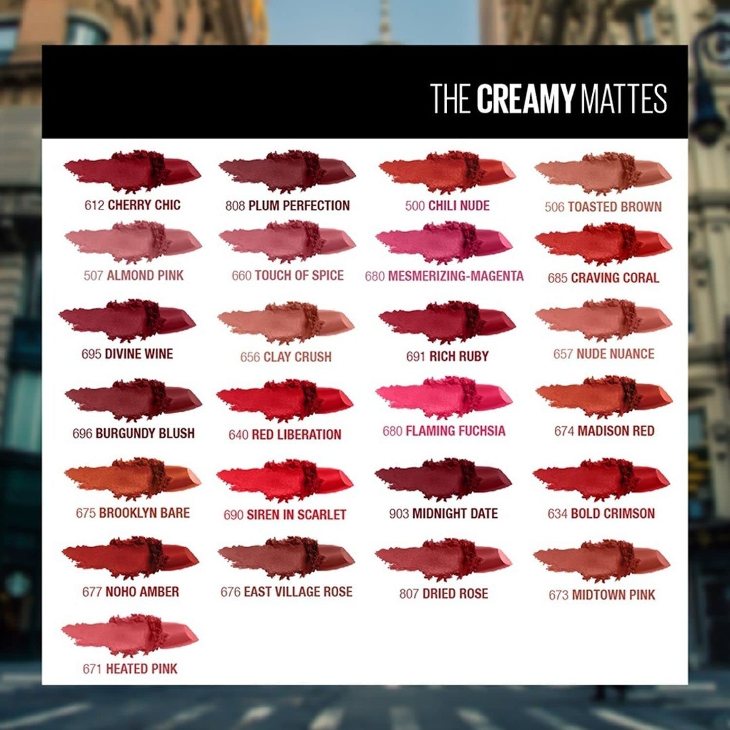 Maybelline New York Color Sensational Creamy Matte Lipstick, Lasts Up To 12H [3.9 g]