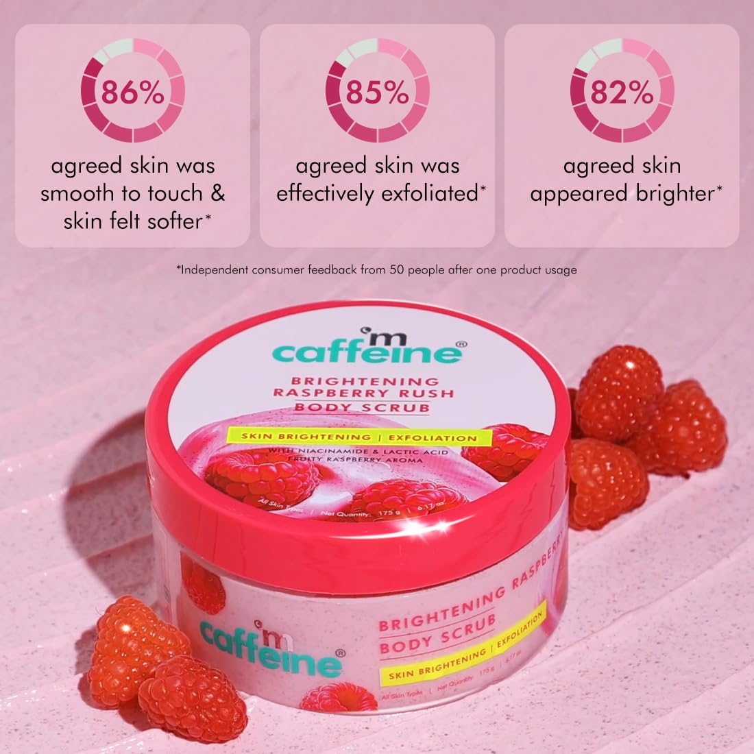 Mcaffeine Brightening Raspberry Rush Body Scrub Removes Tan & Brightens Skin [175 g]