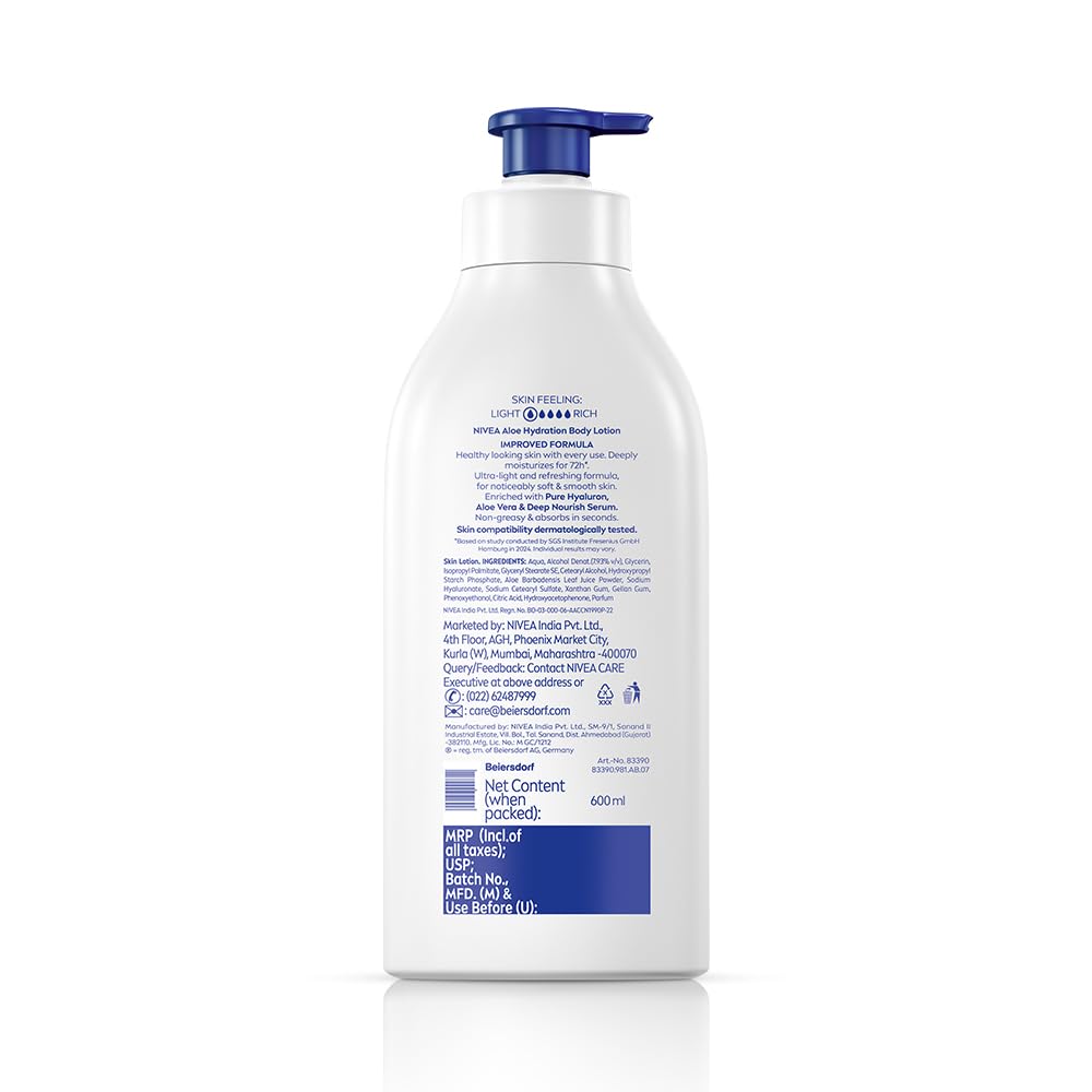 NIVEA 100% NATURAL ALOEVERA Body lotion- 5 in 1 COMPLETE CARE for 48H Refreshing moisturization [600 ml]