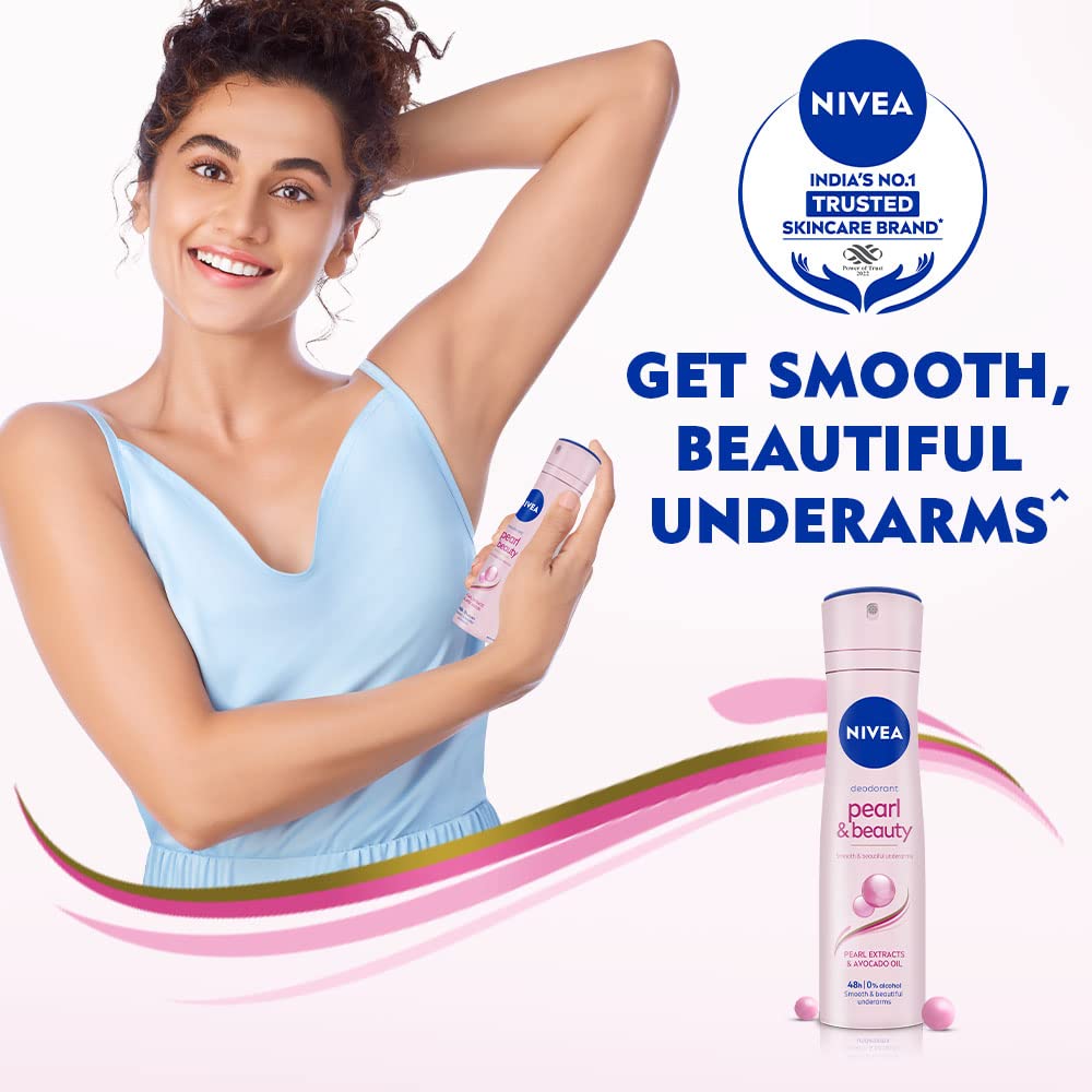 NIVEA Deo Pearl & Beauty Extracts & 0% Alcohol, For Smooth Underarms, 48H Freshness and Odour Protection [150 ml]