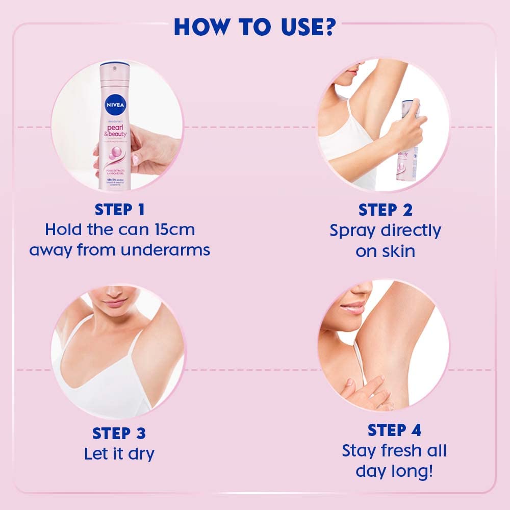 NIVEA Deo Pearl & Beauty Extracts & 0% Alcohol, For Smooth Underarms, 48H Freshness and Odour Protection [150 ml]
