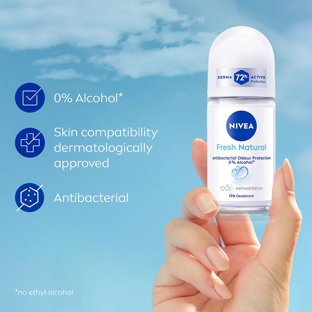NIVEA Fresh Natural Anti Roll-On Deodorant 72H Protection & Long Lasting [50 ml]