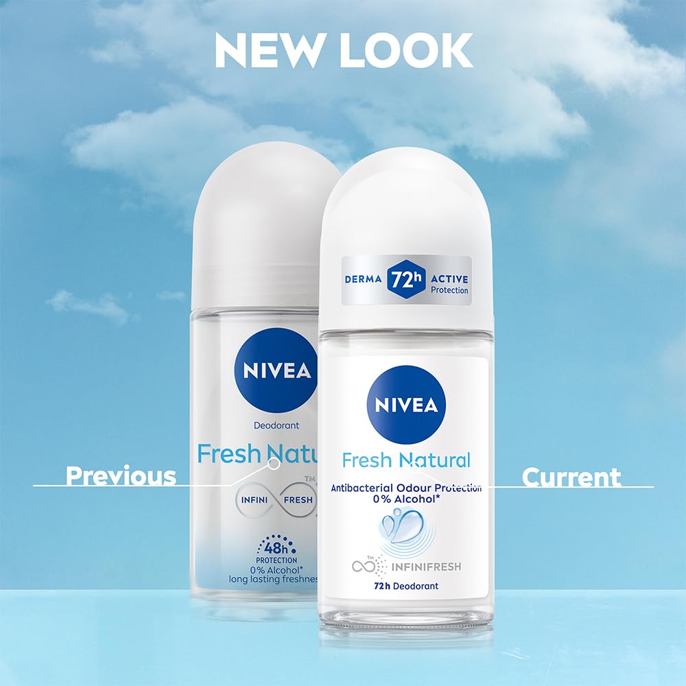 NIVEA Fresh Natural Anti Roll-On Deodorant 72H Protection & Long Lasting [50 ml]