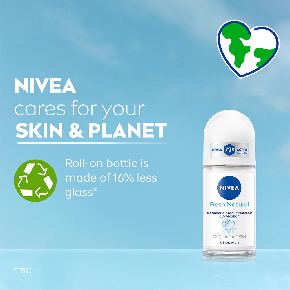 NIVEA Fresh Natural Anti Roll-On Deodorant 72H Protection & Long Lasting [50 ml]