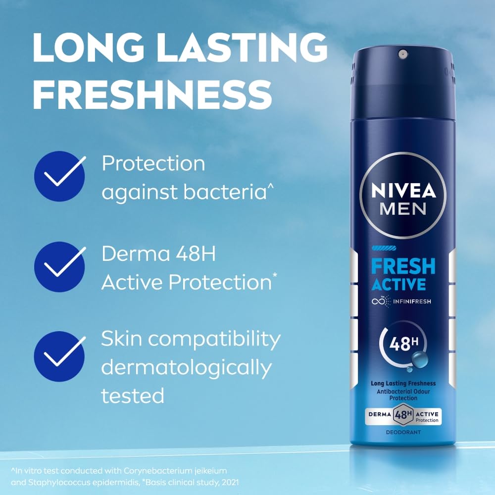 NIVEA MEN Deodorant, Fresh Active, 48h Long lasting Freshness [150 ml]