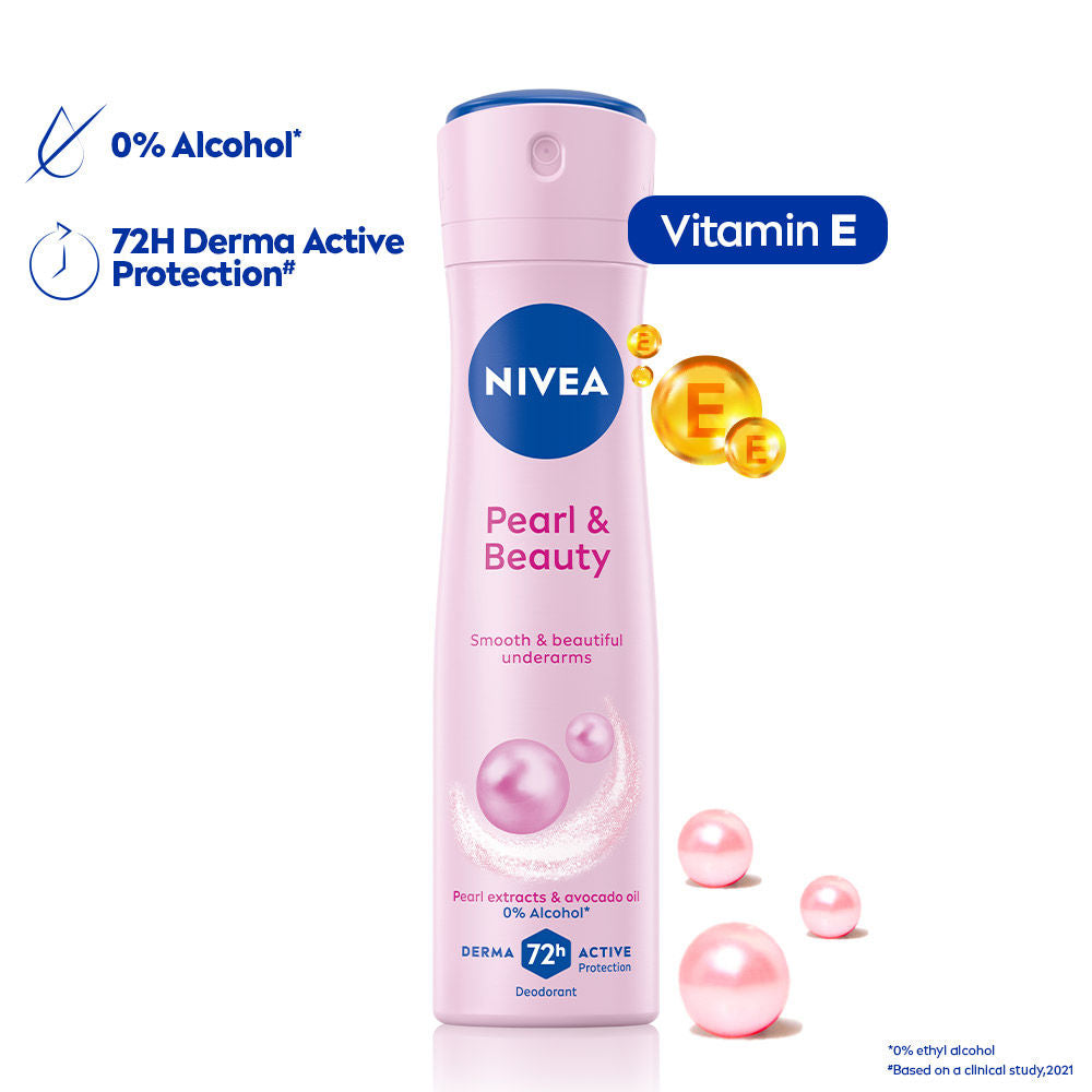 NIVEA Deo Pearl & Beauty Extracts & 0% Alcohol, For Smooth Underarms, 48H Freshness and Odour Protection [150 ml]