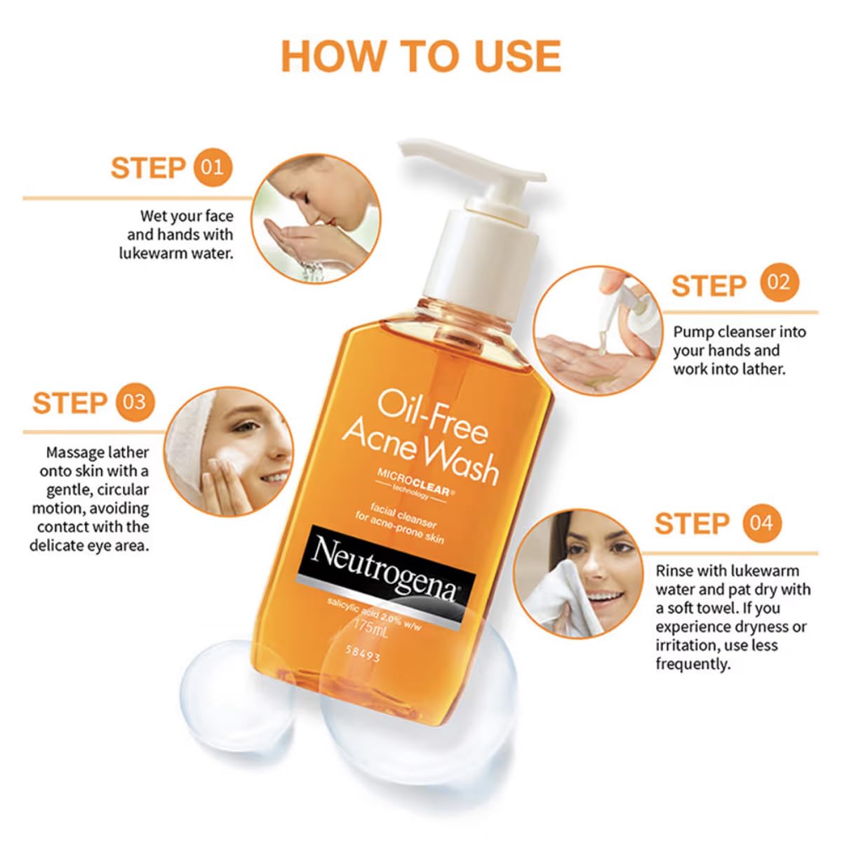 Neutrogena Oil Free Acne Cleansing Face Wash with 2% Salicylic Acid for Acne Prone & Oily Skin [175 ml]