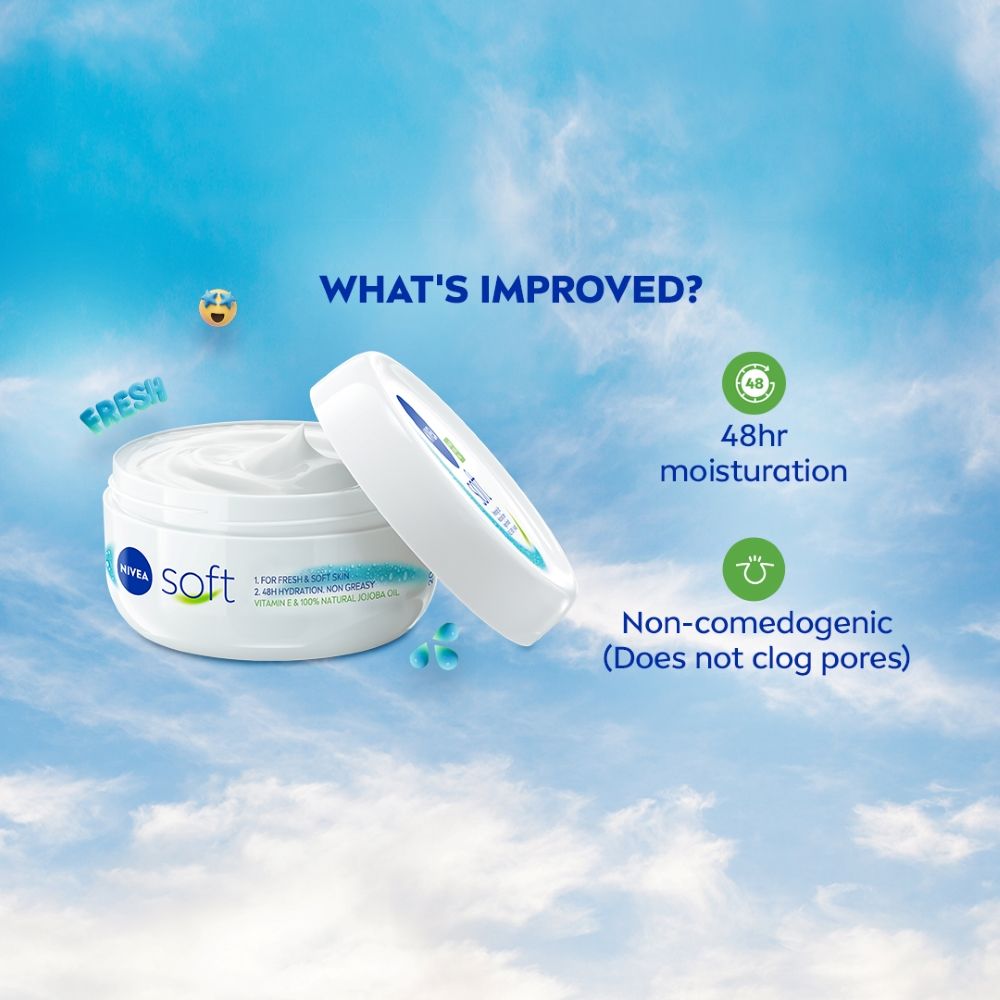 NIVEA Soft Vit E Light Non Sticky Face Moisturiser Cream Fresh & Hydrated Skin For All Skin Types [100 ml]