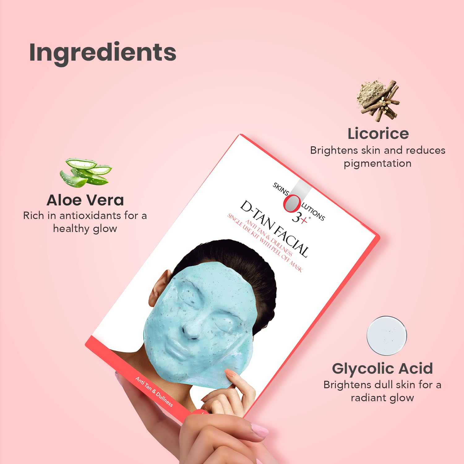 O3+ D-TAN Facial Kit with Peel Off Mask for Tan Removal & Pigmentation | Suitable for All Skin Types [45 g]