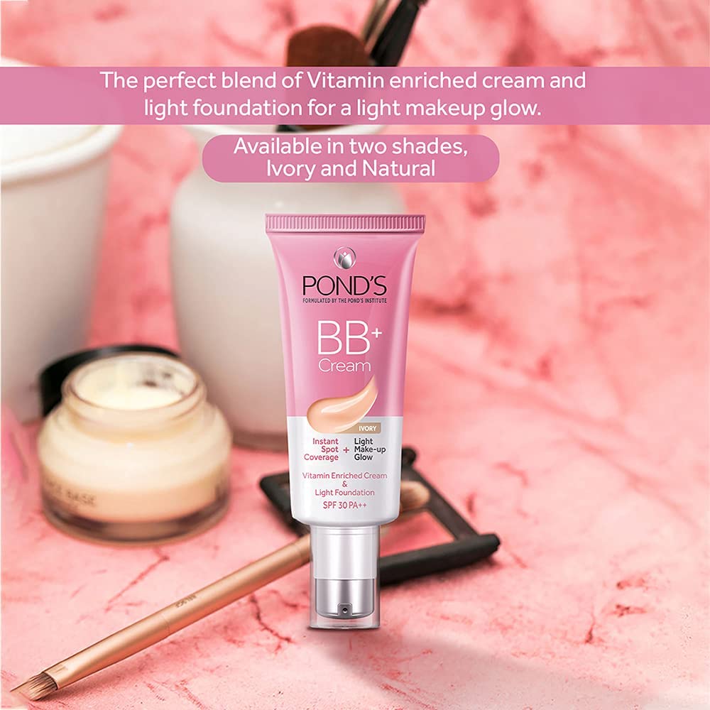 Ponds BB+ Cream Instant Spot Coverage + Light Make-up Glow Ivory - SPF 30 PA++ | 30g
