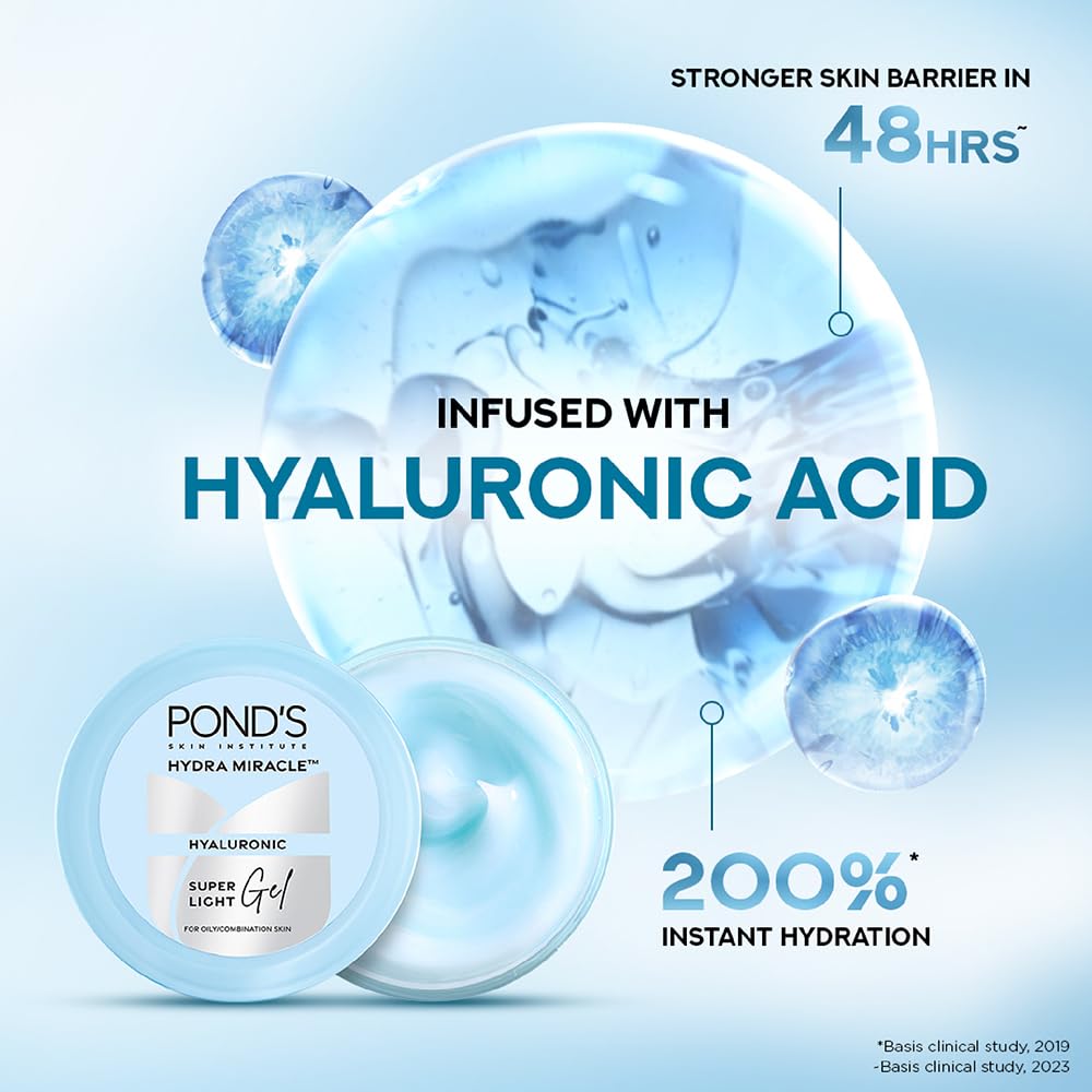 Ponds Super Light Gel Oil-Free Moisturizer with Hyaluronic Acid & Vitamin E 24HR Hydration [100 ml]