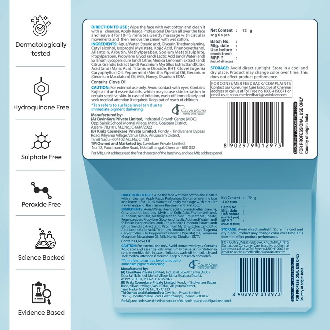 Raaga Professional De-Tan Removal Cream [72 g]