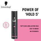 Schwarzkopf TAFT Power Hold 5 Hair Spray for Heat Protection, Gives Cashmere like Softness [250 ml]
