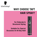 Schwarzkopf TAFT Power Hold 5 Hair Spray for Heat Protection, Gives Cashmere like Softness [250 ml]