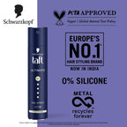 Schwarzkopf TAFT Ultimate Hair Spray For Hair With Crystal Shine Hold 5+, Lasts For 72 Hours [250 ml]