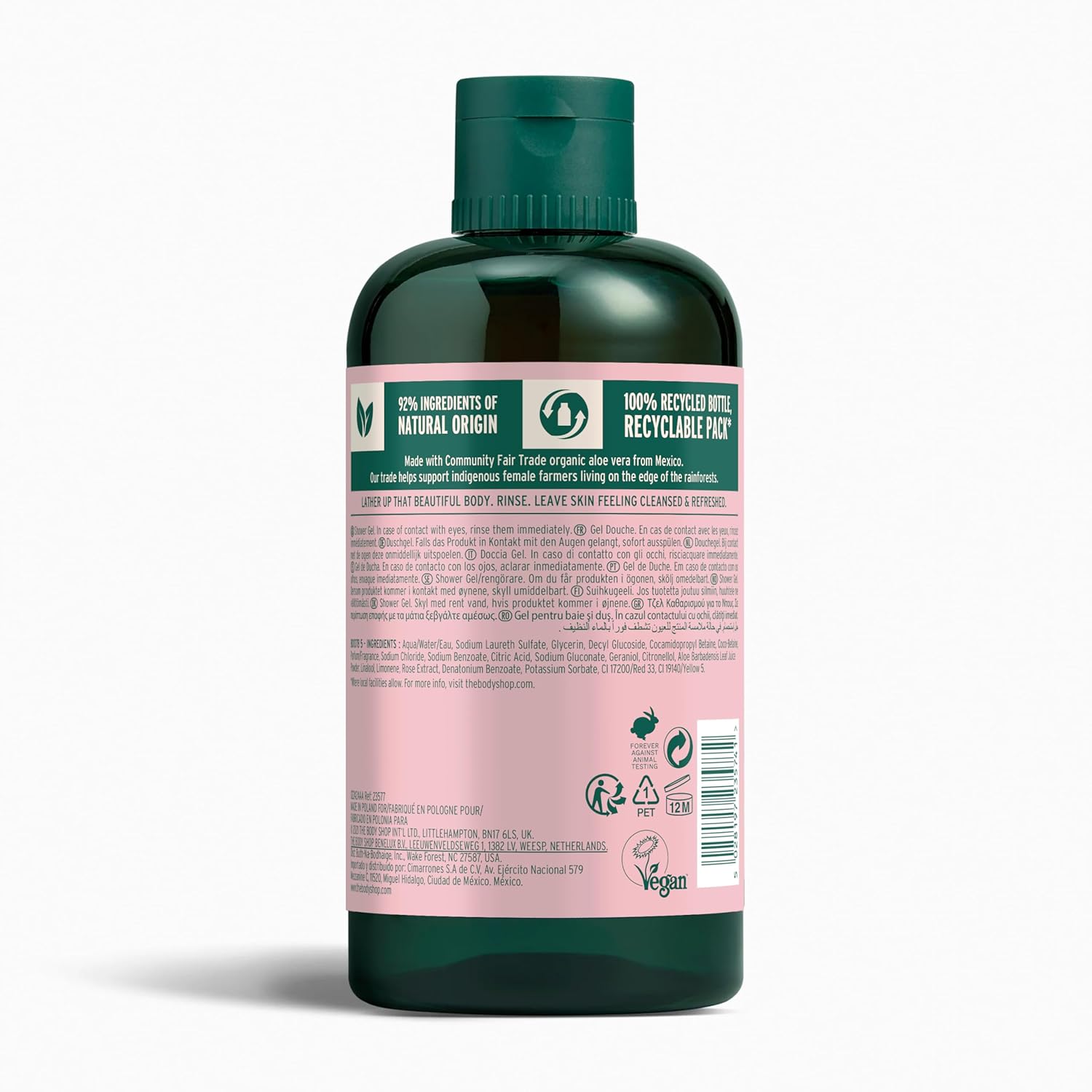 The Body Shop British Rose Shower Gel, Softens & Cleanses, Floral Scent of Rose & Aloe, Soap-Free [250 ml]