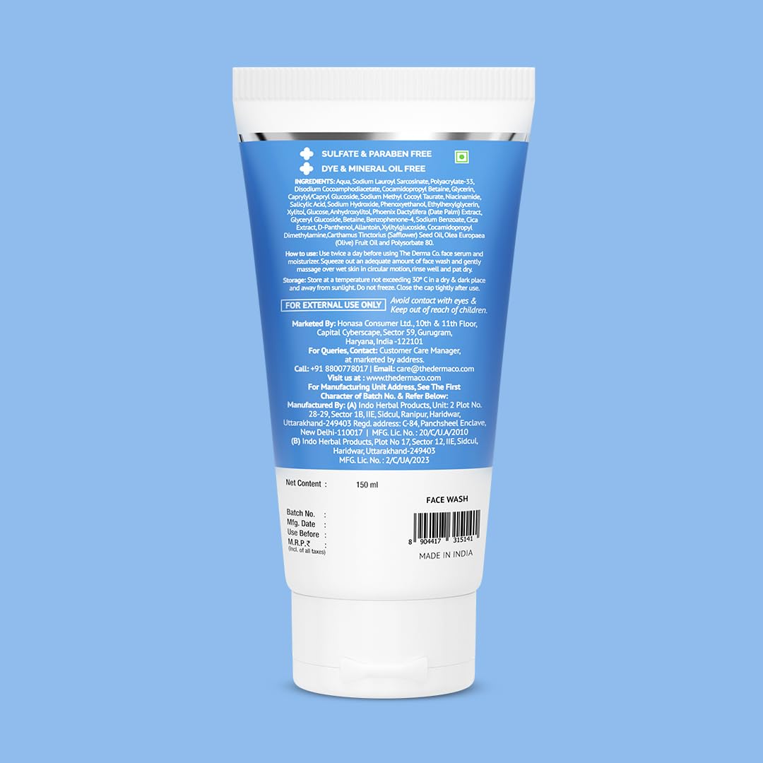 The Derma co. Sali-Cinamide Anti-Acne Face Wash with 2% Salicylic Acid & 2% Niacinamide [150 ml]