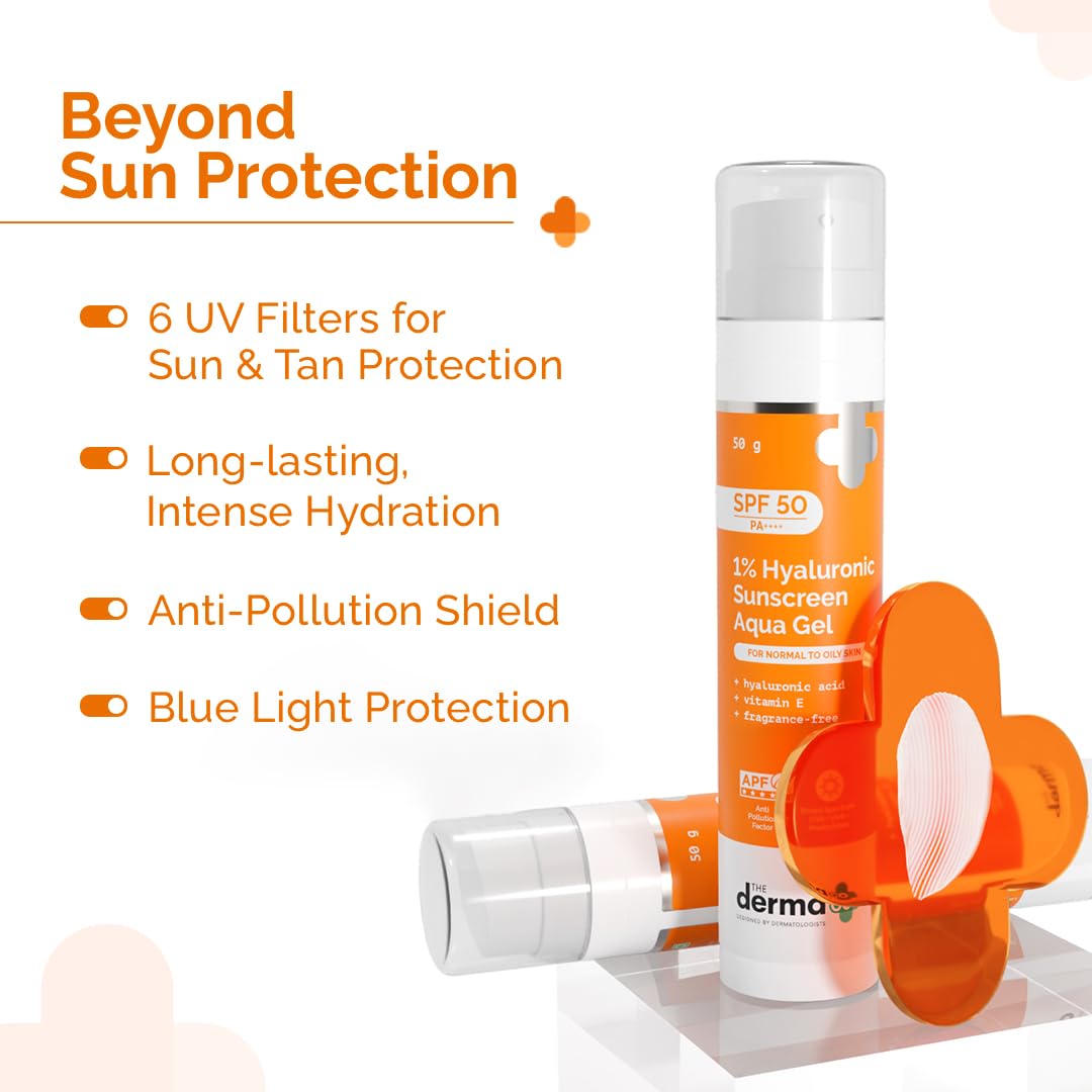 The Derma Co 1% Hyaluronic Sunscreen Aqua Gel with SPF 50 & PA++++ [50g]