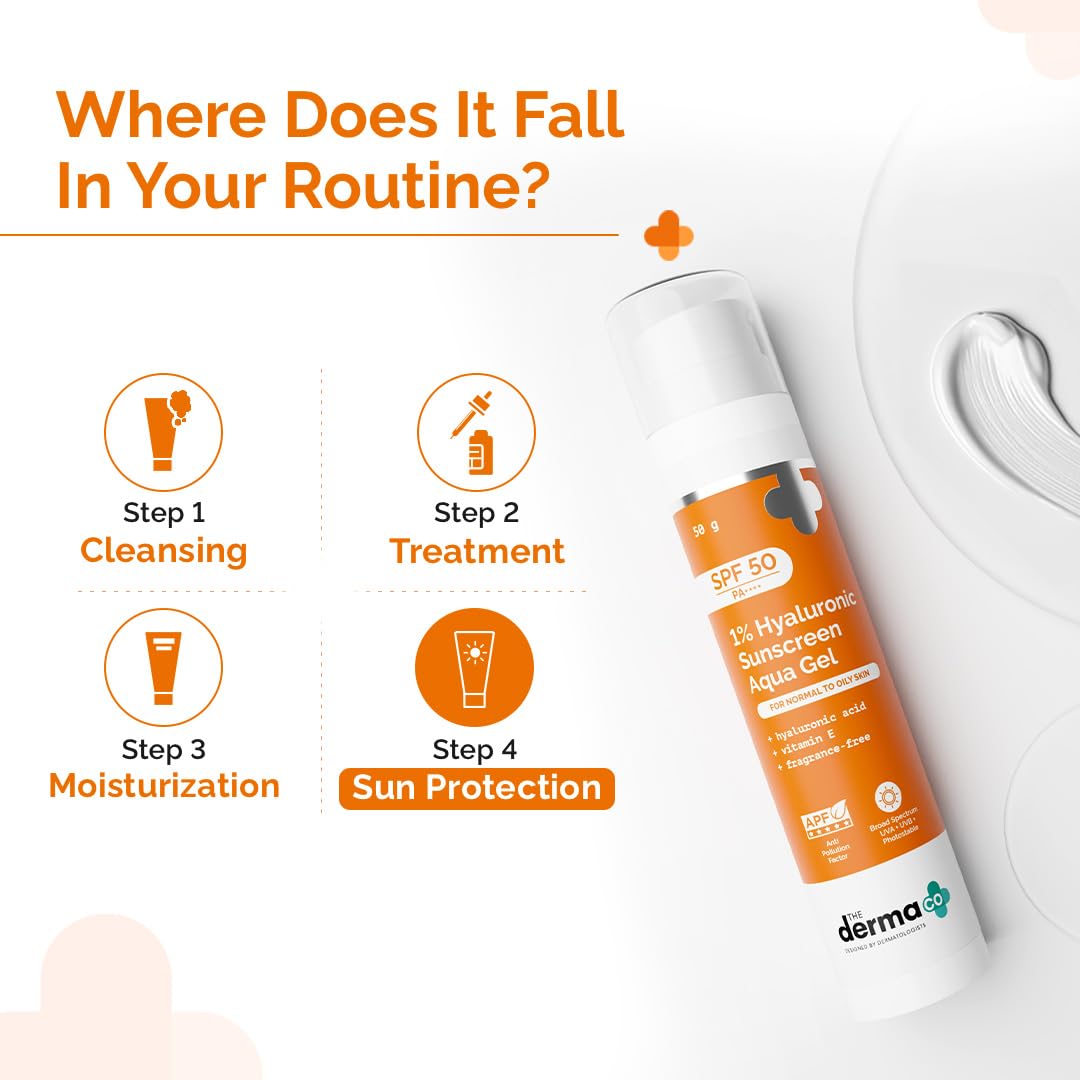 The Derma Co 1% Hyaluronic Sunscreen Aqua Gel with SPF 50 & PA++++ [50g]