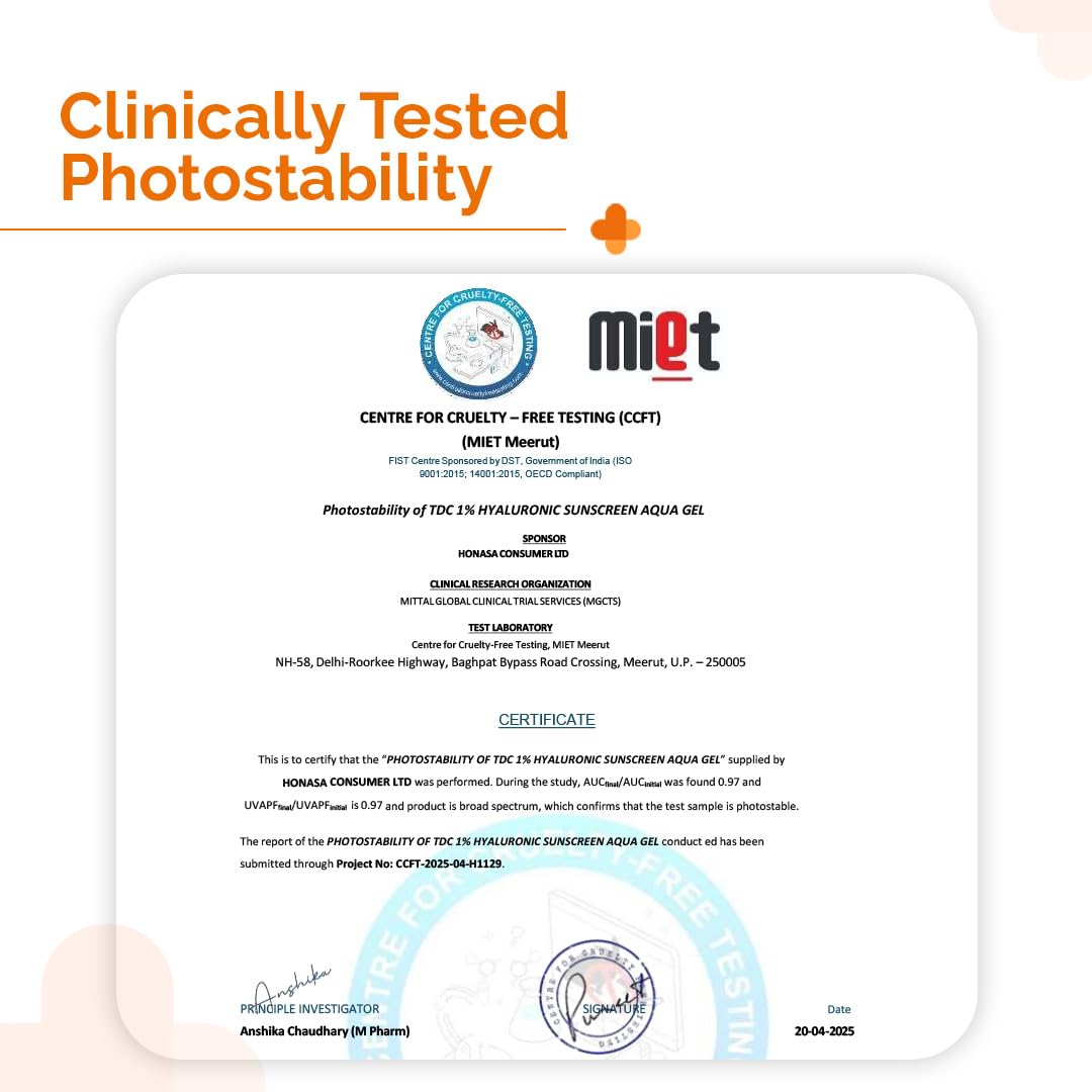 The Derma Co 1% Hyaluronic Sunscreen Aqua Gel with SPF 50 & PA++++ [125g]