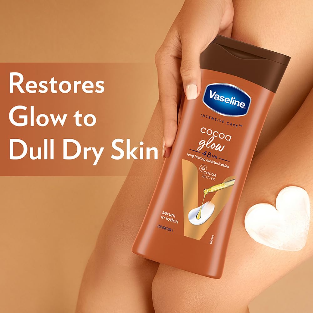 Vaseline Cocoa Glow Serum In Lotion, 100% Pure Cocoa & Shea Butter for Glowing & Soft Skin [200 ml]