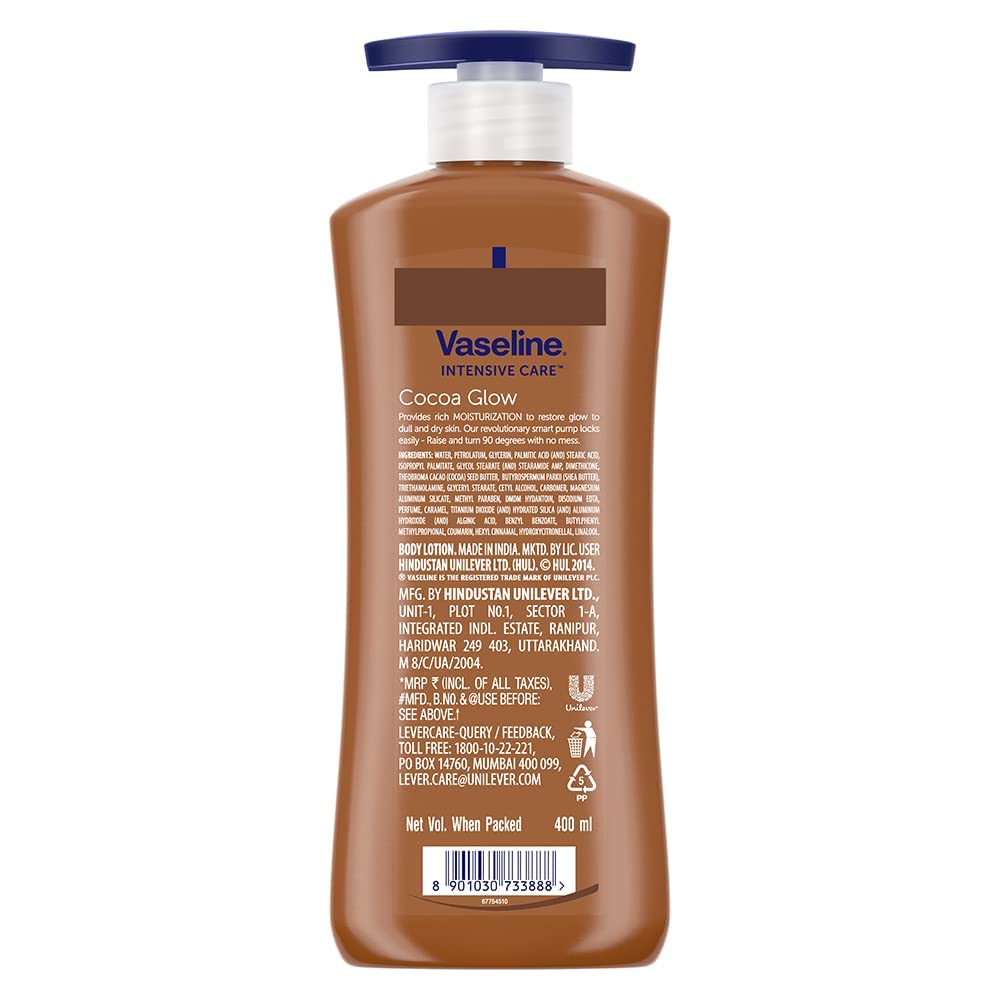 Vaseline Cocoa Glow Serum In Lotion, 100% Pure Cocoa & Shea Butter for Glowing & Soft Skin [400 ml]