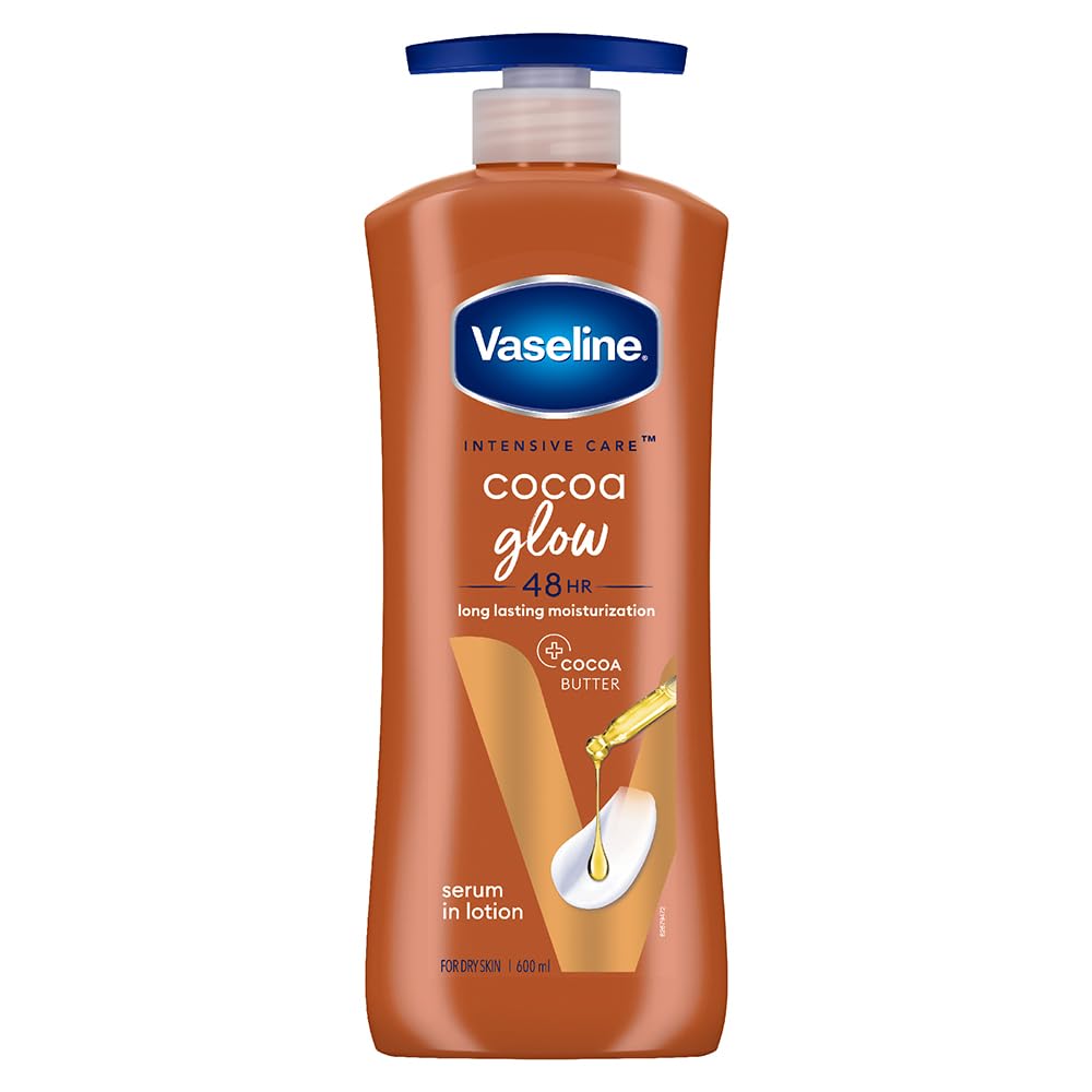 Vaseline Cocoa Glow Serum In Lotion, 100% Pure Cocoa & Shea Butter for Glowing & Soft Skin [600 ml]