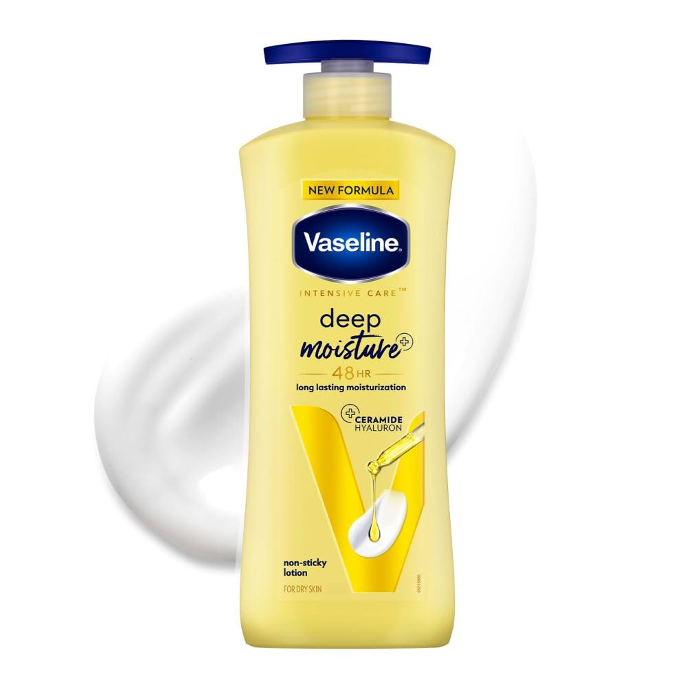 Vaseline Deep Moisture Body Lotion ,For Dry Skin, Moisturised Glowing Skin, With Pro Ceramides [400 ml]