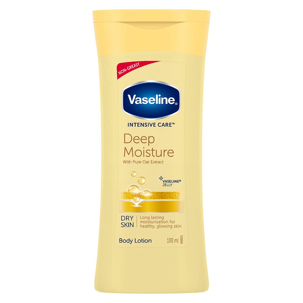 Vaseline Deep Moisture Body Lotion ,For Dry Skin, Moisturised Glowing Skin, With Pro Ceramides [100 ml]
